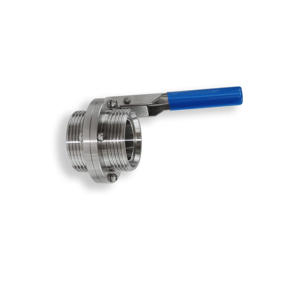 Valvola a farfalla inox attacchi Femmina DIN 11851 con maniglia leggera guarnizione Viton - Rizzato Inox Group srl