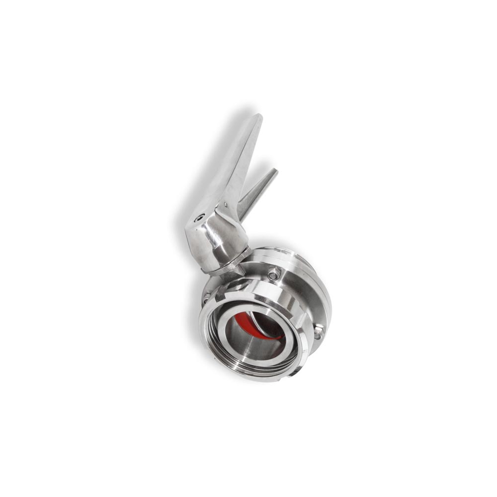 Valvola a farfalla inox attacchi Maschio-Femmina DIN con maniglia 12 posizioni inox lucida guarnizione Silicone - Rizzato Inox Group srl
